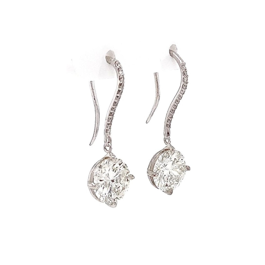 brilliant cut star 129 diamond drop earrings 5.34 cts tw 18 kt white gold