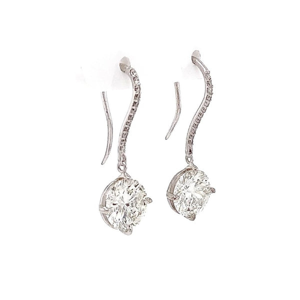 brilliant cut star 129 diamond drop earrings 5.34 cts tw 18 kt white gold