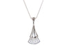 blue sapphire and diamond paved lavalier pendant in 14 kt white gold.