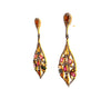 multi colored tourmaline and diamond drop earrings in oxidized sterling silver 18kt yellow gold vermeil.