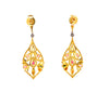 multi colored tourmaline and diamond drop earrings in oxidized sterling silver 18kt yellow gold vermeil.