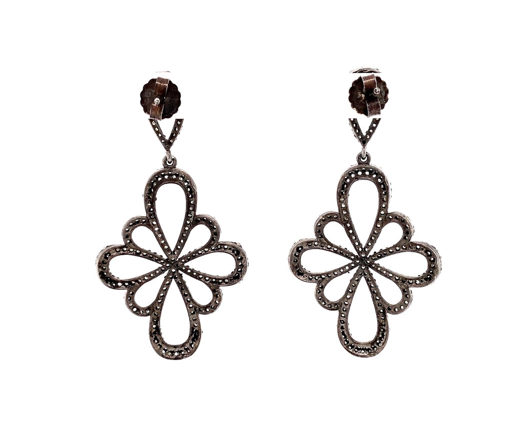 oxidized sterling silver and fancy gray diamond drop earrings