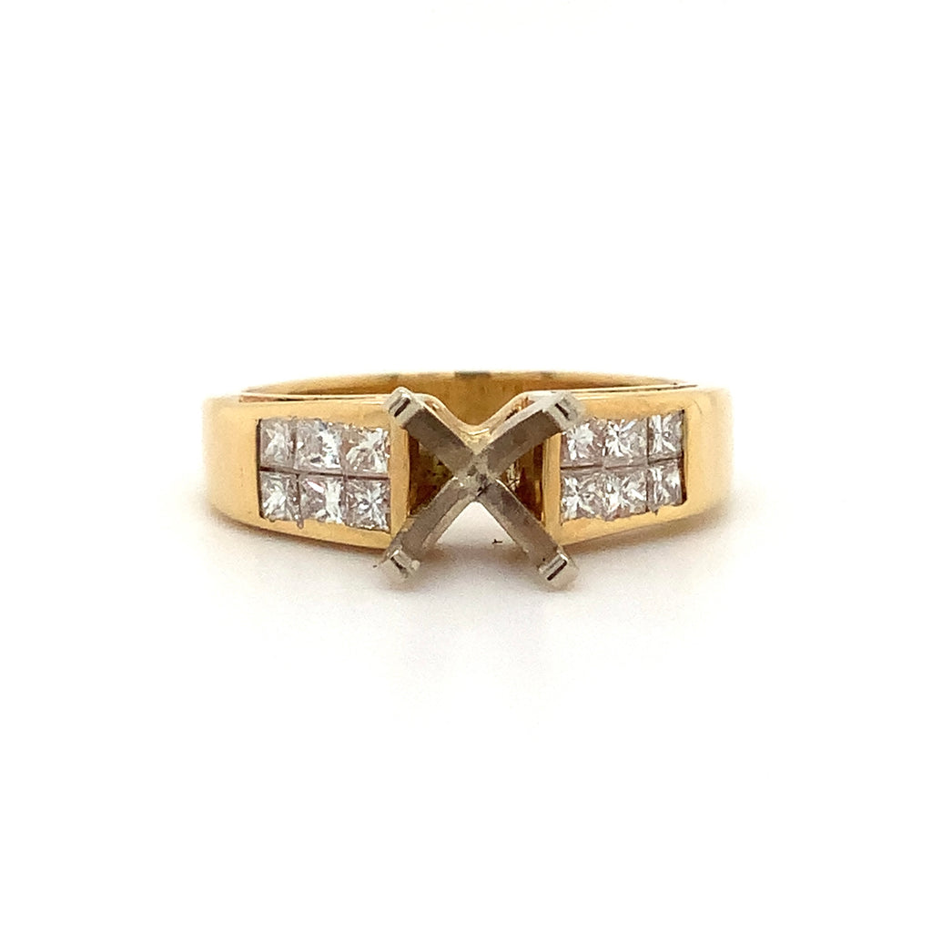 Invisible Set Princess Cut Diamond Semi Mount Set in 18K Two Tone - Image 4 of 4