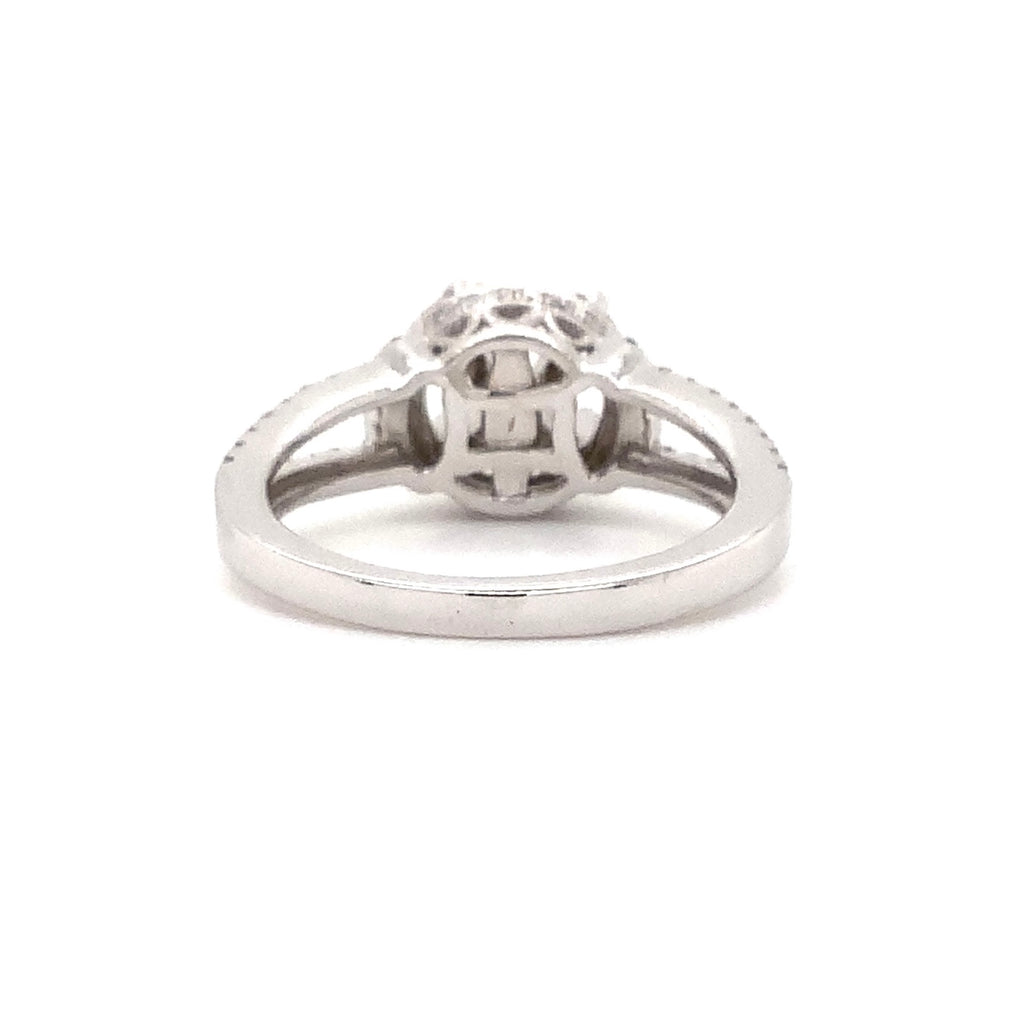 semi mounting wth halo 0.65 ctw with wedding band 0.25 ctw 14k white gold