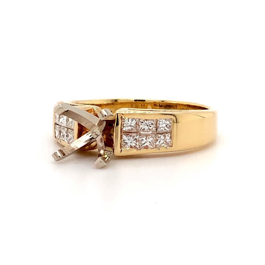 Invisible Set Princess Cut Diamond Semi Mount Set in 18K Two Tone - Image 2 of 4