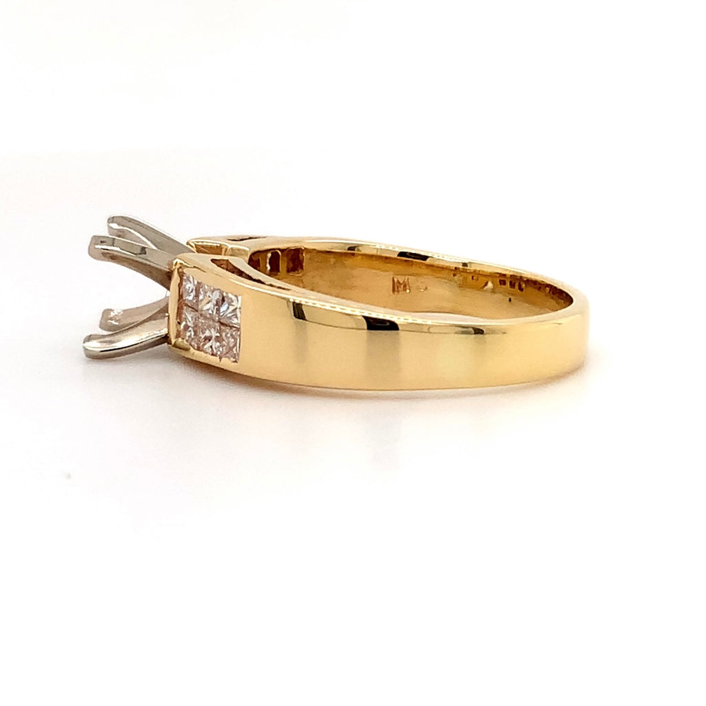 Invisible Set Princess Cut Diamond Semi Mount Set in 18K Two Tone - Image 1 of 4