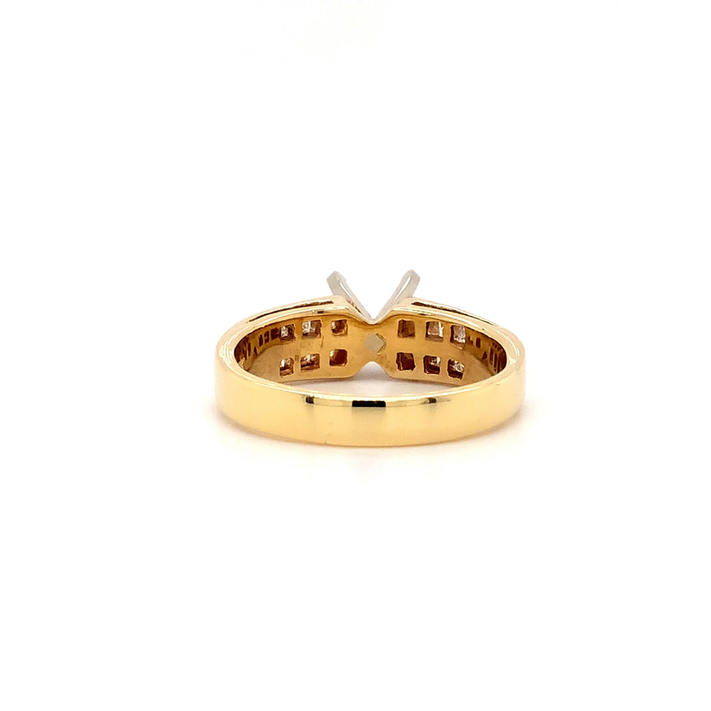 Invisible Set Princess Cut Diamond Semi Mount Set in 18K Two Tone - Image 3 of 4
