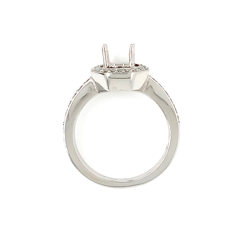Octagon Halo Diamonds Semi Mounting 14K White Gold - Image 2 of 8