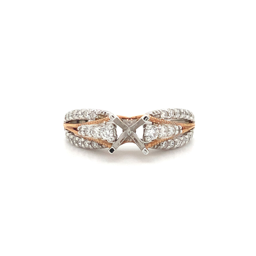 ostbey diamond semi mounting round brilliant cut diamonds 0.47 ctw 14k white and rose gold