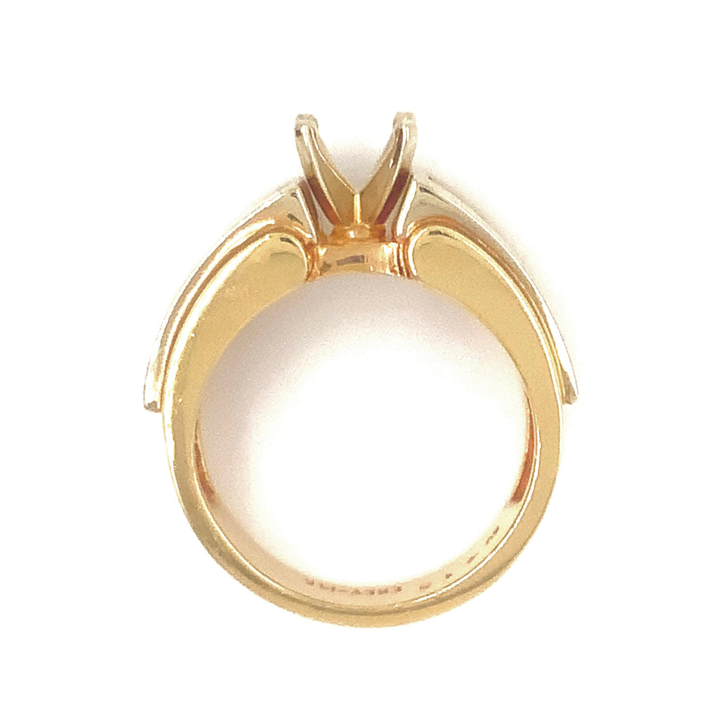 diamond baguette semi mounting ring with 12 tapered baguettes 0.68ctw  channel set in 14k yellow gold and white gold