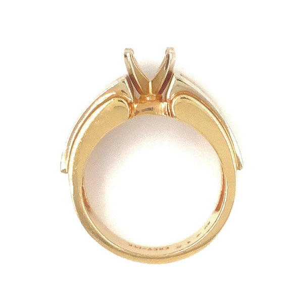 diamond baguette semi mounting ring with 12 tapered baguettes 0.68ctw  channel set in 14k yellow gold and white gold