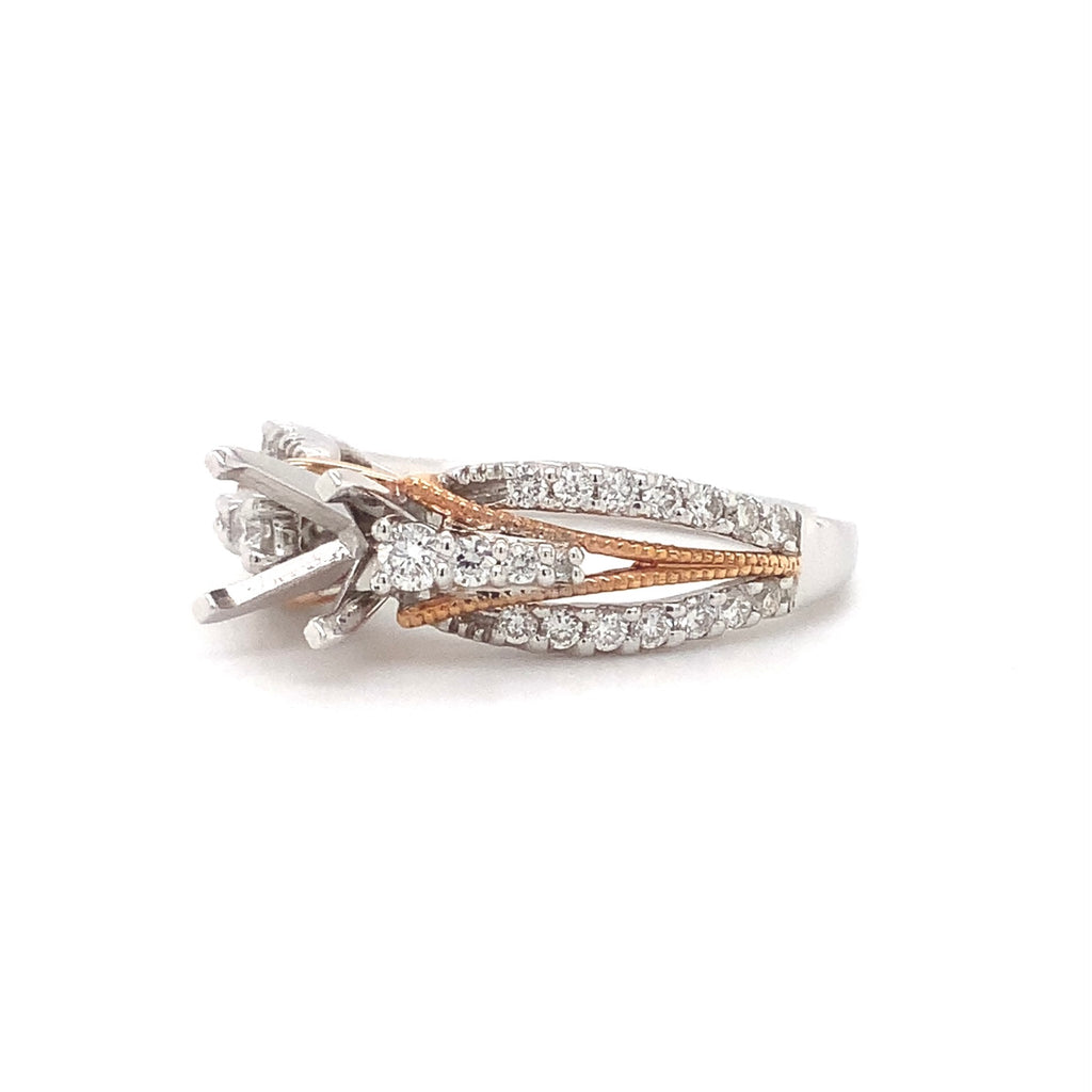 ostbey diamond semi mounting round brilliant cut diamonds 0.47 ctw 14k white and rose gold