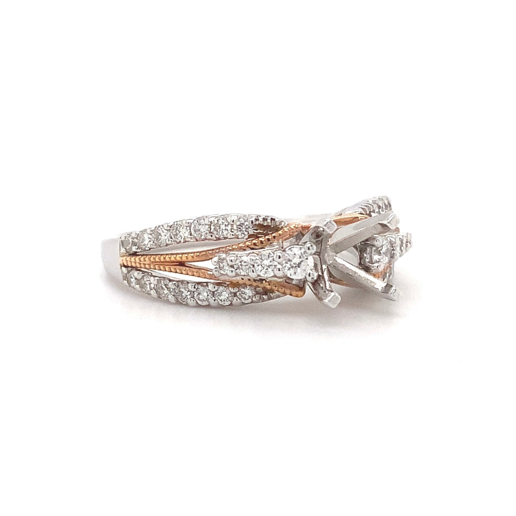 ostbey diamond semi mounting round brilliant cut diamonds 0.47 ctw 14k white and rose gold