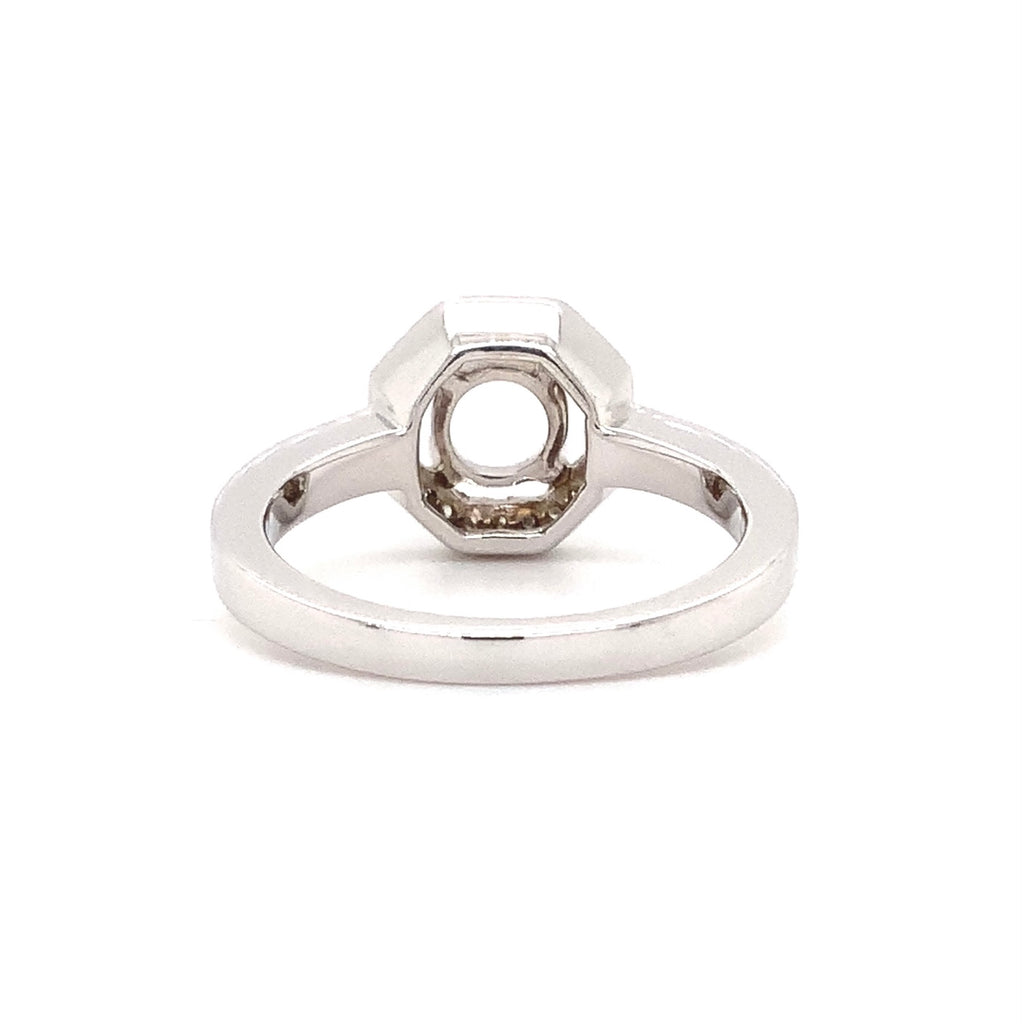 Octagon Halo Diamonds Semi Mounting 14K White Gold - Image 6 of 8