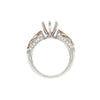 shield cut ruby and round brilliant cut diamond semi-mounting ring 14k rose & white gold