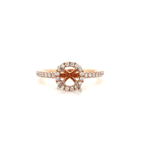 rose gold semi mounting round brilliant diamonds equals 0.29ctw 14k rose gold