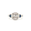 round brilliant cut diamond & blue sapphire semi mounting 14k white gold