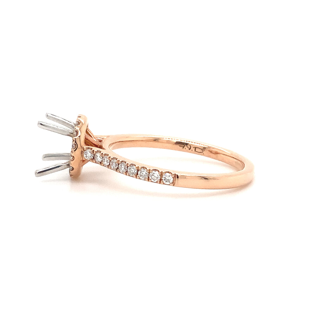 rose gold semi mounting round brilliant diamonds equals 0.29ctw 14k rose gold