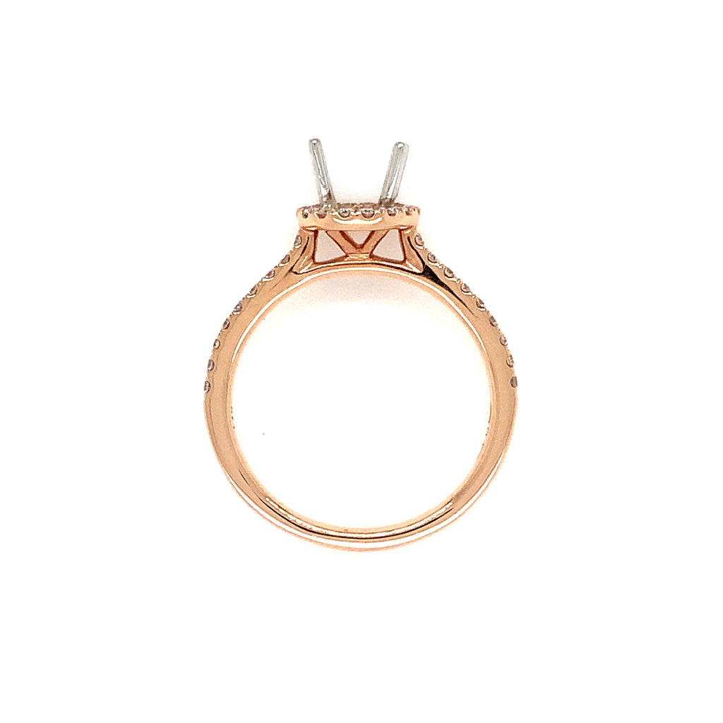rose gold semi mounting round brilliant diamonds equals 0.29ctw 14k rose gold