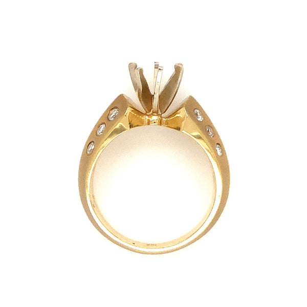 etoile 12 diamond ring semi mounting for 1 carat diamond knife edge matte finish 18k yellow gold