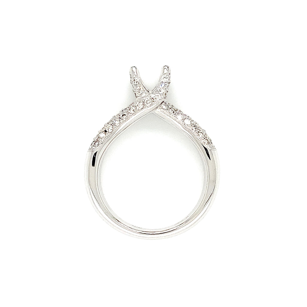 diamond pavé semi mounting 18 round brilliant diamond 0.60 ctw 18k white gold