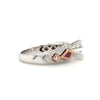 shield cut ruby and round brilliant cut diamond semi-mounting ring 14k rose & white gold