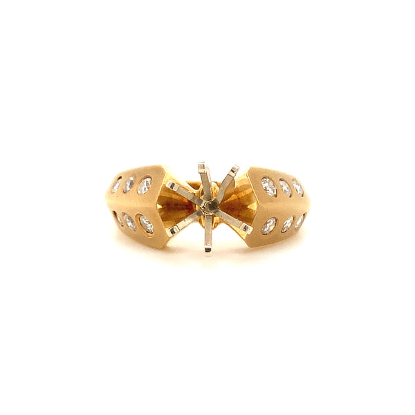 etoile 12 diamond ring semi mounting for 1 carat diamond knife edge matte finish 18k yellow gold