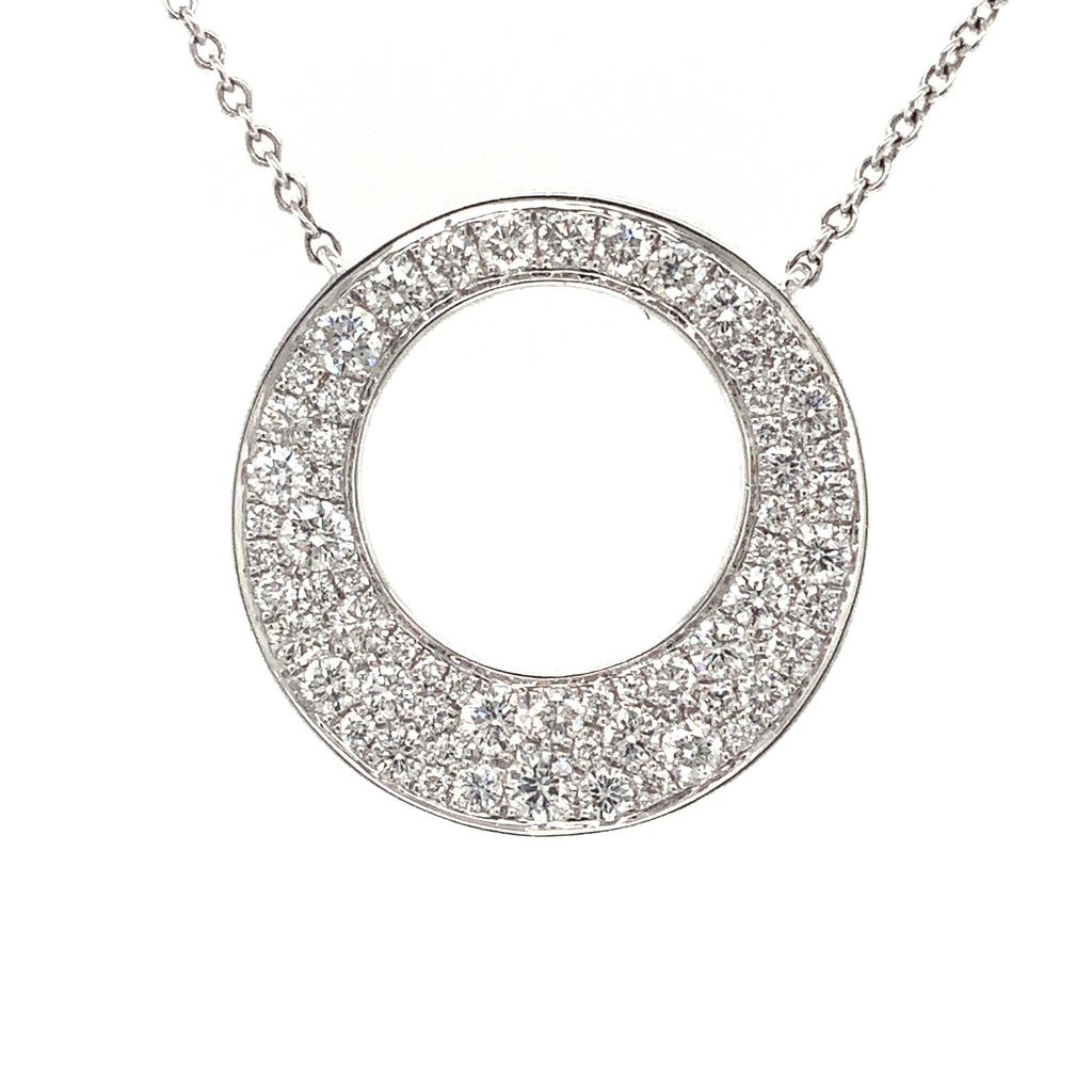 Memoire Diamond Circle Pavé Necklace 62 Round Brilliant Diamond 1.01ctw 18K White Gold - Image 1 of 4