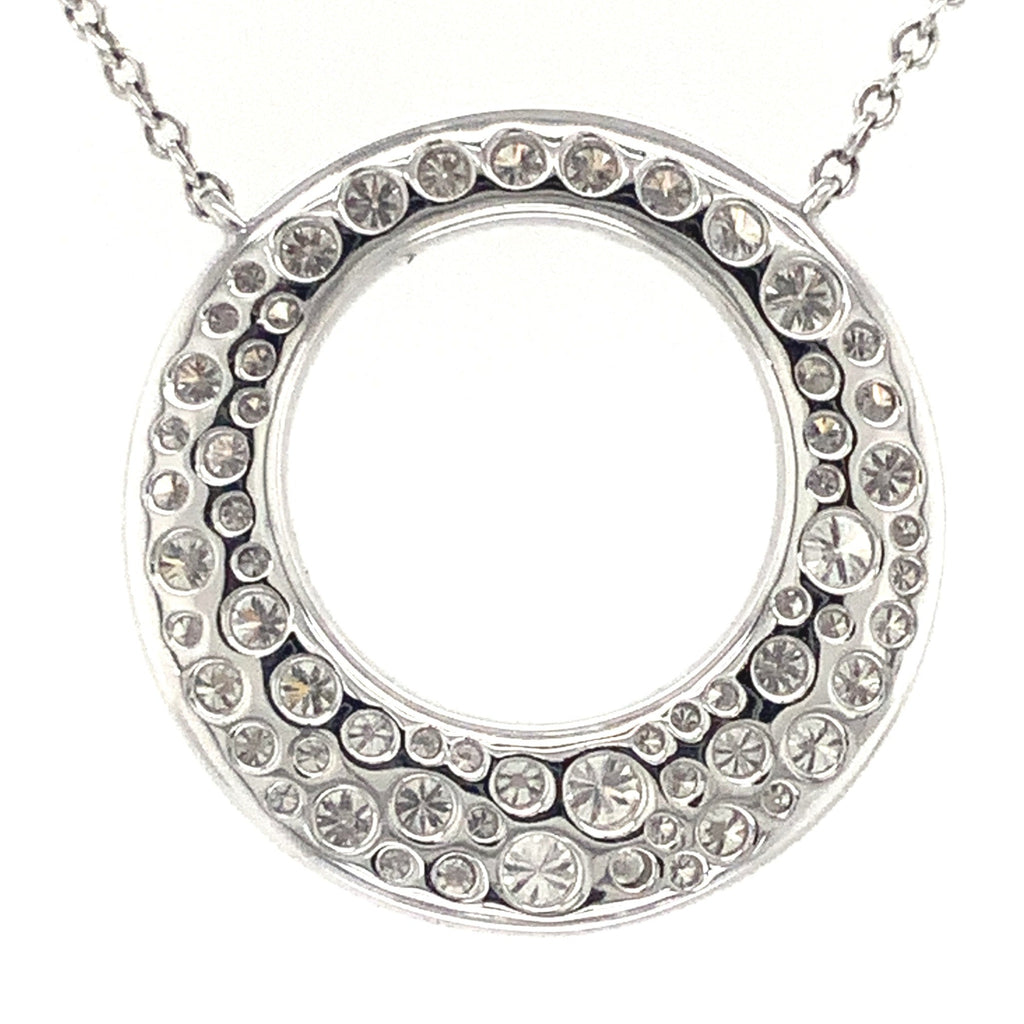 Memoire Diamond Circle Pavé Necklace 62 Round Brilliant Diamond 1.01ctw 18K White Gold - Image 2 of 4