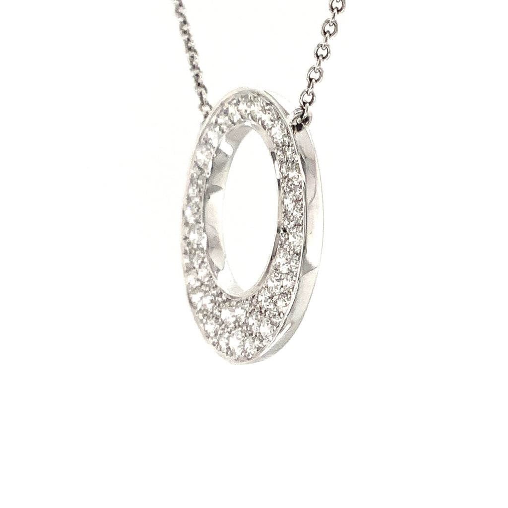 Memoire Diamond Circle Pavé Necklace 62 Round Brilliant Diamond 1.01ctw 18K White Gold - Image 3 of 4