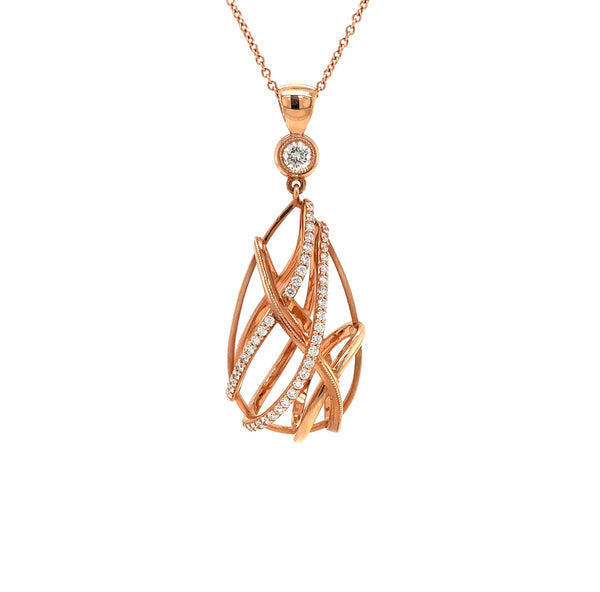 devotion forevermark open cage pear shape diamond necklace 1.20ctw 18k rose gold