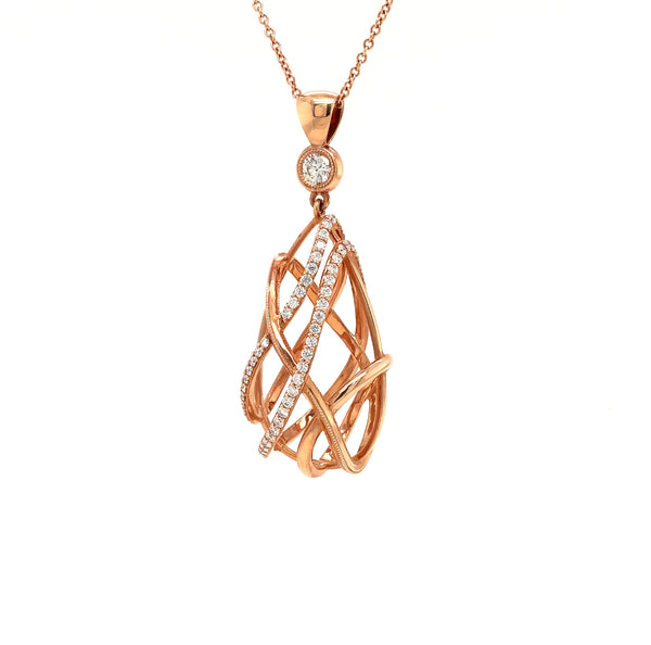 devotion forevermark open cage pear shape diamond necklace 1.20ctw 18k rose gold