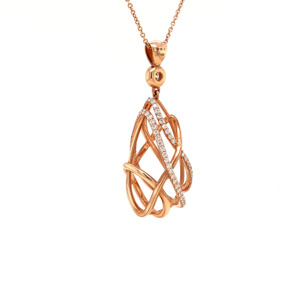 devotion forevermark open cage pear shape diamond necklace 1.20ctw 18k rose gold