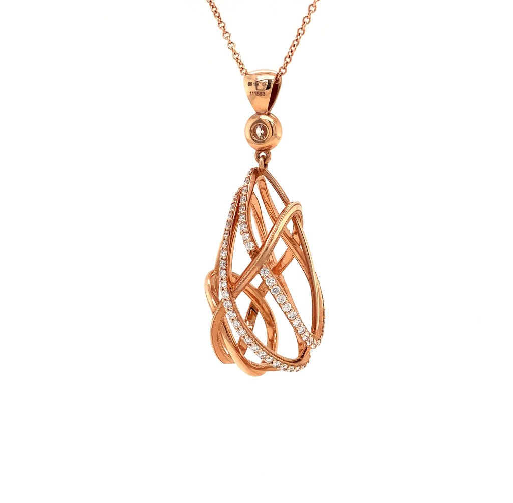 devotion forevermark open cage pear shape diamond necklace 1.20ctw 18k rose gold