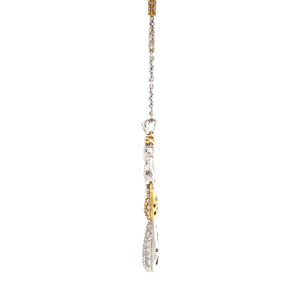 lavalier pavée diamond pendant brilliant cut diamonds  1.71 ctw 18k white and yellow gold