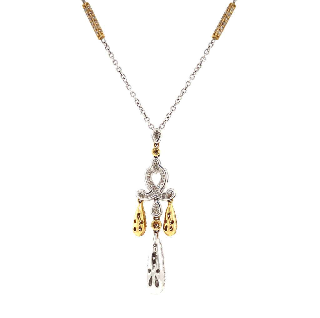 lavalier pavée diamond pendant brilliant cut diamonds  1.71 ctw 18k white and yellow gold