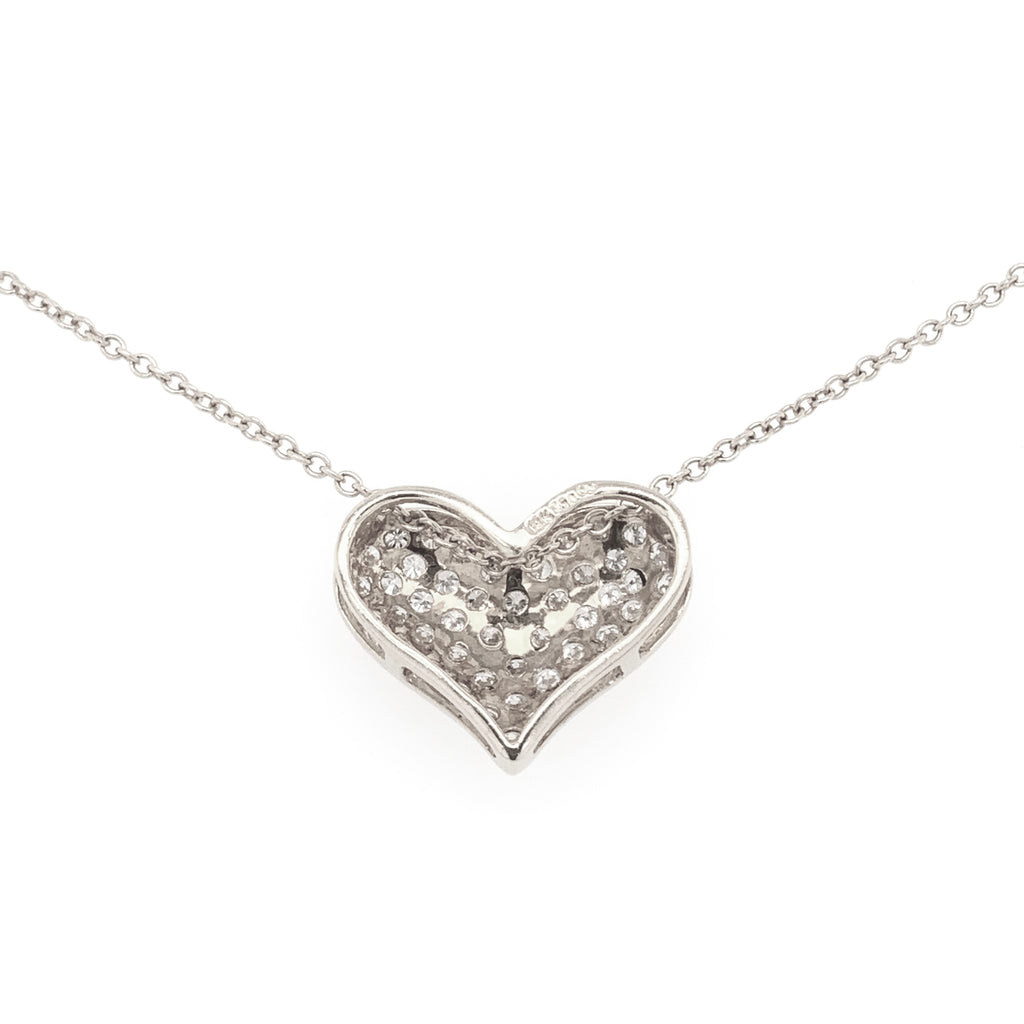 diamond pavée heart necklace 48 round brilliant diamonds equals to .50 ctw 18k white, rose & yellow gold