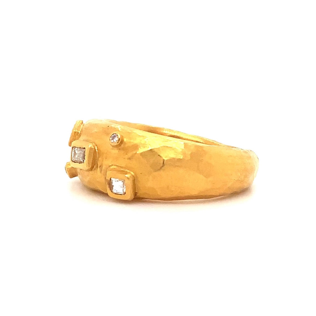 Lika Behar Substance Collection Multi-Cut Diamond Band Hammered 24K Gold - Image 3 of 4