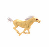 one of kind vintage 18kt yellow and white gold galloping horse pin brooch with ruby and diamonds