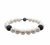 freshwater pearl bracelet and 2 black diamond beads in oxidized sterling silver with magnetic clasp