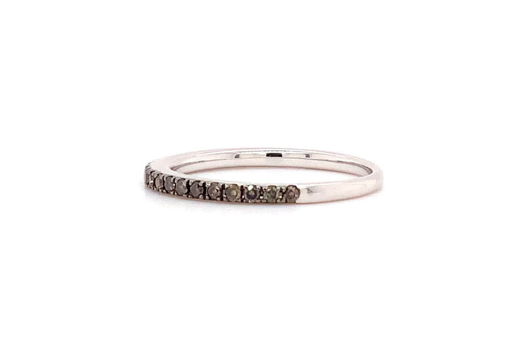 chocolate diamond stackable band in 14 kt white gold.