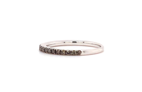 chocolate diamond stackable band in 14 kt white gold.