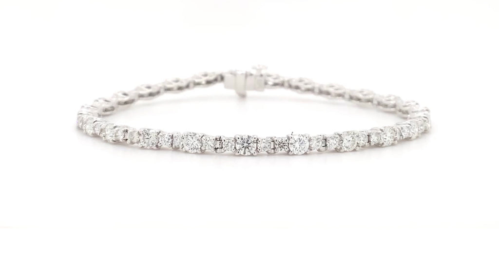 A Link Diamond Lattice Tennis Bracelet  3 Stone Link Design 3.40 ctw 18K White Gold   Pavé - Image 5 of 5