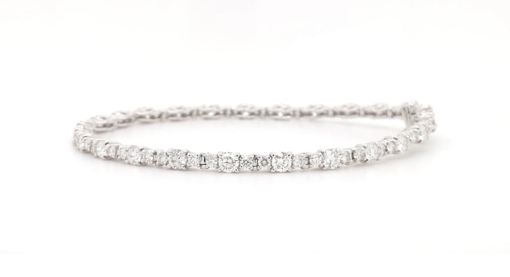 A Link Diamond Lattice Tennis Bracelet  3 Stone Link Design 3.40 ctw 18K White Gold   Pavé - Image 2 of 5