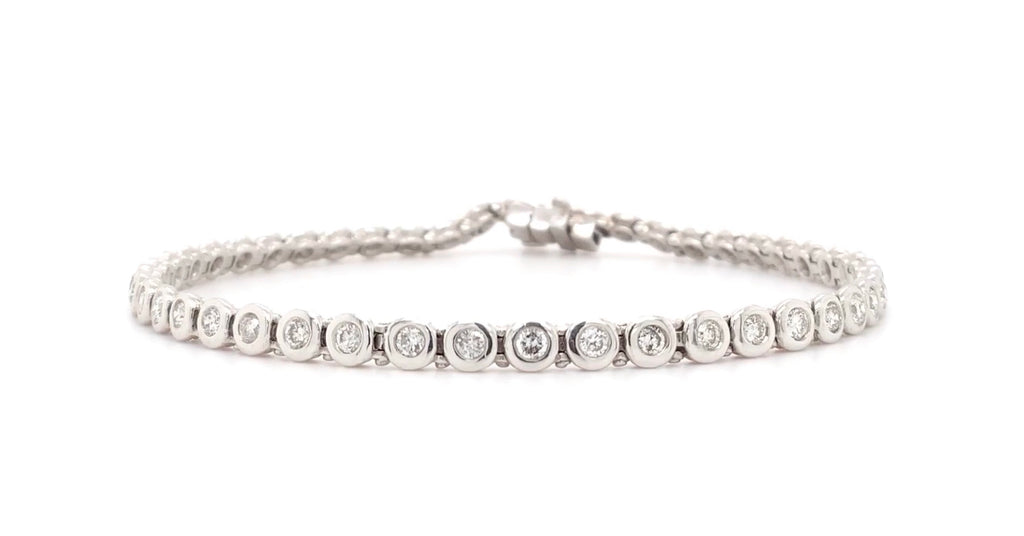 platinum bezel set round 2 carat t.w. brilliant cut diamond tennis bracelet