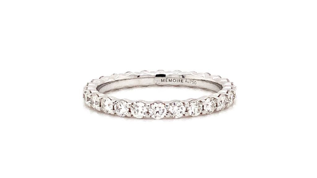 Memoire Petite Prong Eternity Band Round Brilliant Diamonds 1.03 tw Set 18K White Gold - Image 3 of 3
