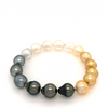 asba collection 8 - 9 mm stretchy ombré south sea multi- colored south sea circle pearl bracelet 7 inches