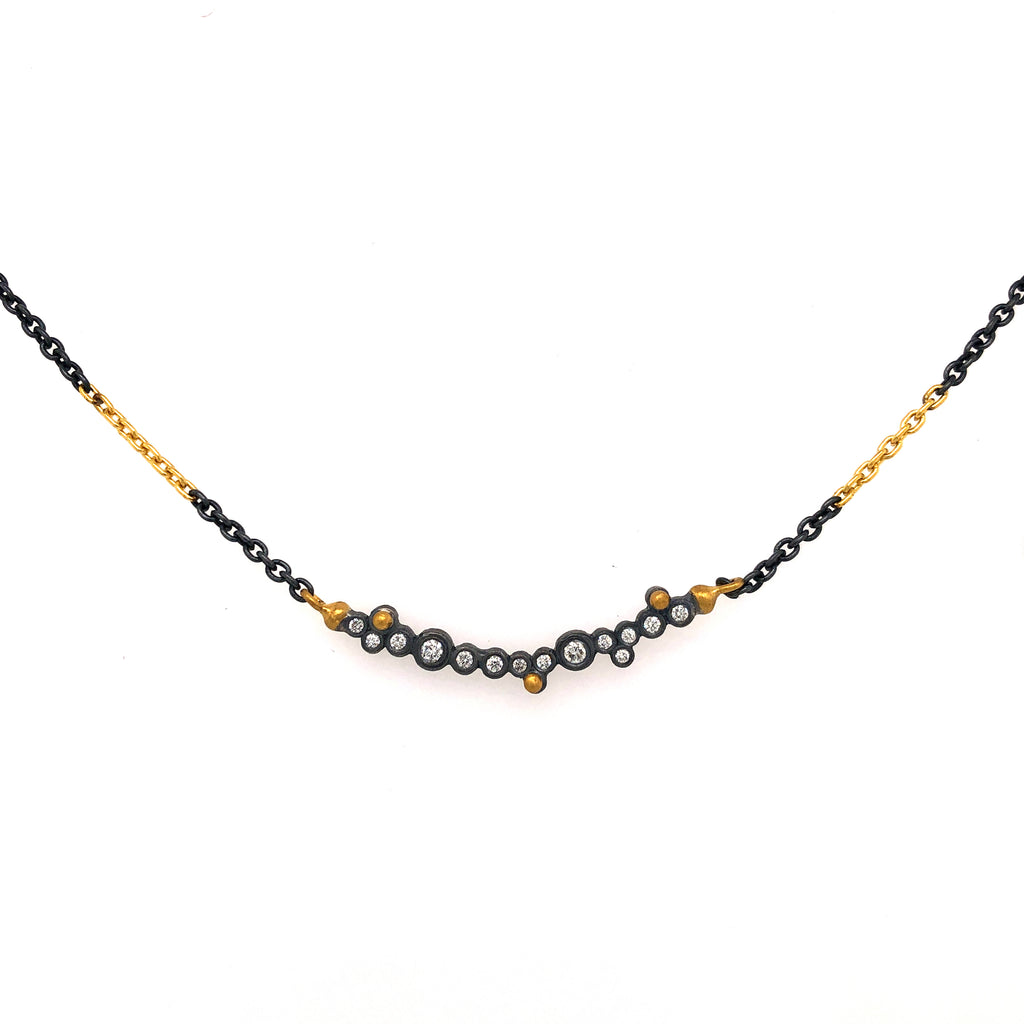 Lika Behar Dylan Bar Necklace 24K Yellow Gold and Oxidized Silver | Blacy's Fine Jewelers