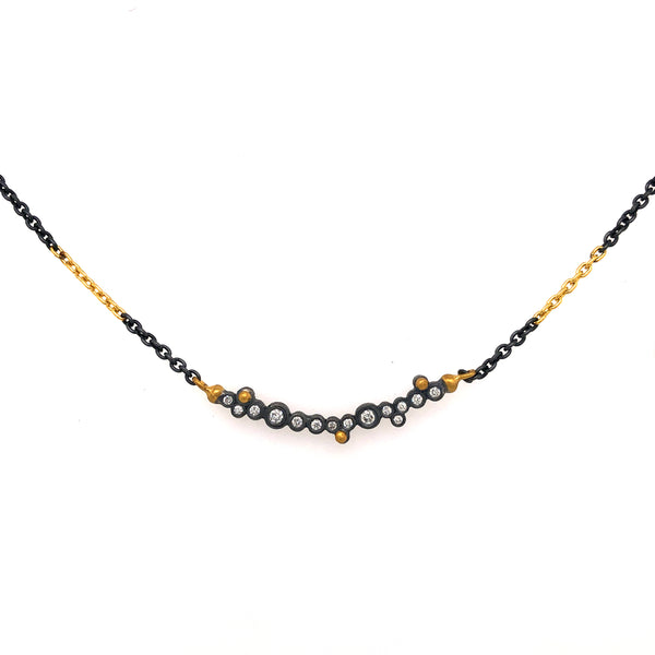 Lika Behar Dylan Bar Necklace 24K Yellow Gold and Oxidized Silver | Blacy's Fine Jewelers