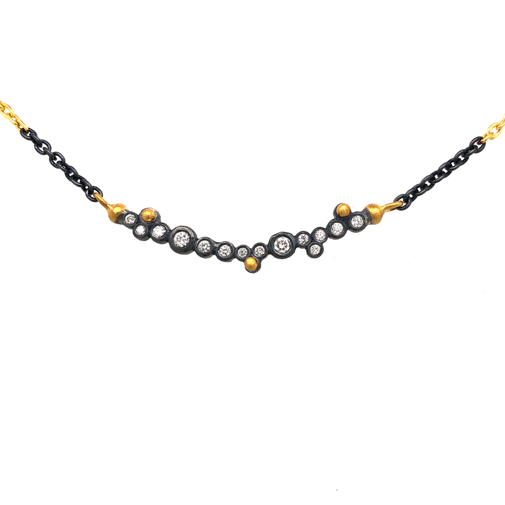 Lika Behar Dylan Bar Necklace 24K Yellow Gold and Oxidized Silver | Blacy's Fine Jewelers